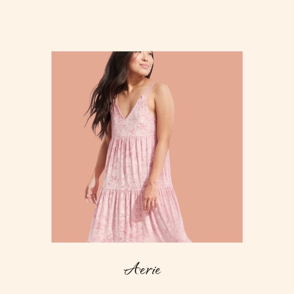 aerie Pink Floral Maxi Dress